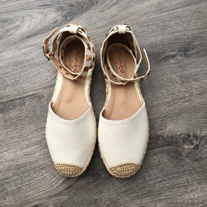 MINTO Faux Leather Studded Espadrille Flat Sandal